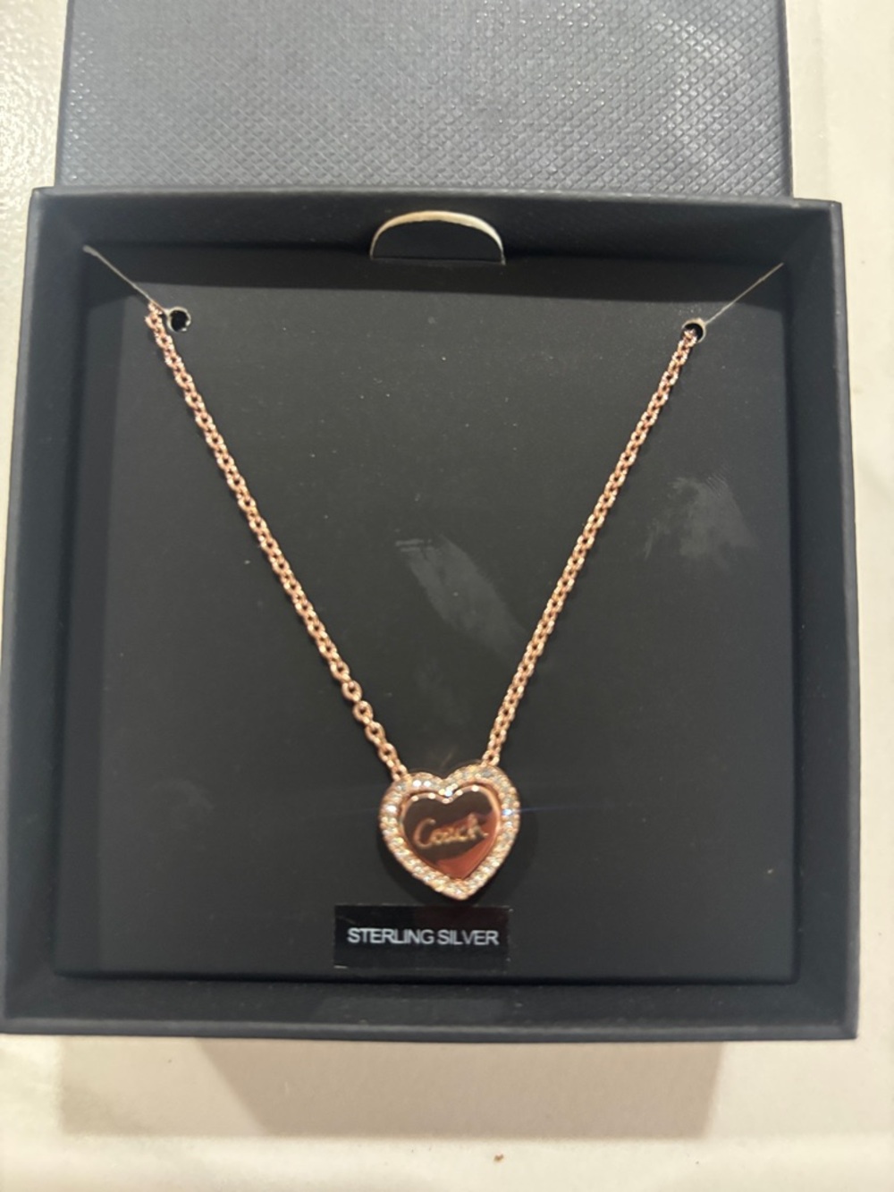 NIB rose gold Coach heart necklace